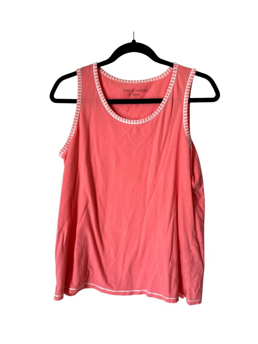 Carole Hochman Womens Coral Pink Tank Top Medium 100% Cotton Sleeveless Comforta